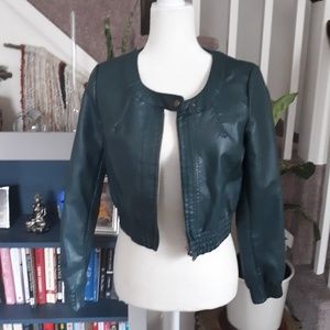 Green faux leather jacket